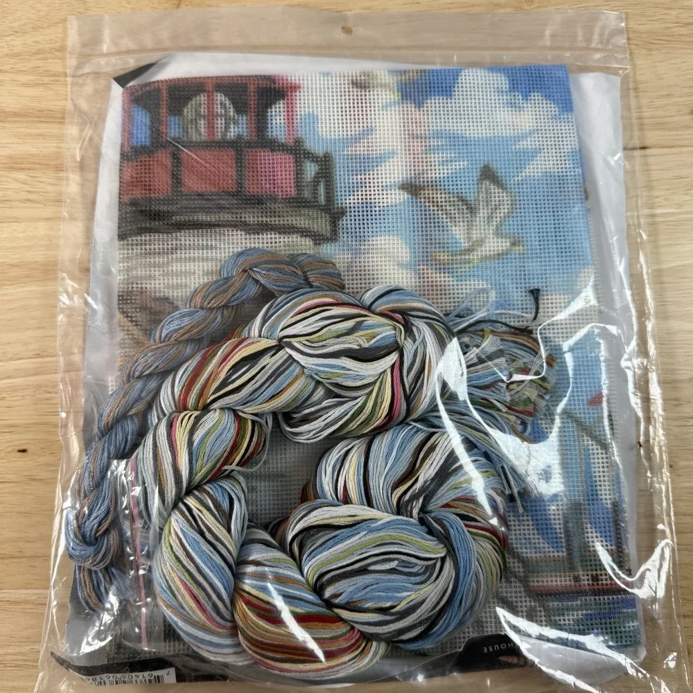 Vintage Home Creations Lighthouse Needlepoint Pillow Kit 15x15 Nautical Sailboat